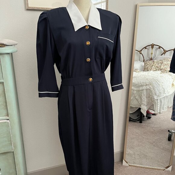 - Liz Roberts Petite Vintage Nautical Dress - Picture 1 of 7